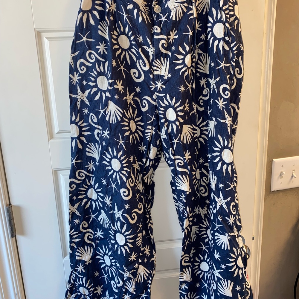 C&C California Blue and White Wide Leg Pants